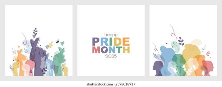 Happy Pride Month 2025 card set.
