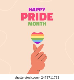 Happy pride month background with hand