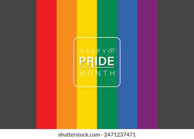 Happy pride month background with rainbow gay color symbol stripes, vector design