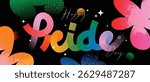 Happy Pride month background vector. LGBTQ community symbol with rainbow, pride flag, sparkle. Design for celebration, bisexual, transgender, gender equality, rights, ads.