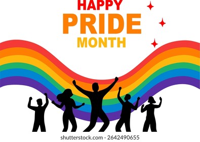 Happy Pride month background vector. LGBT community symbol with rainbow. Best for poster, banner and social media.