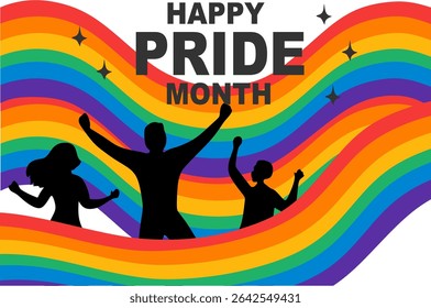 Happy Pride month background vector. LGBT community symbol with rainbow. Best for poster, banner and social media.
