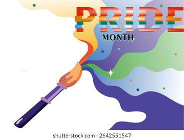 Happy Pride month background vector. LGBT community symbol with rainbow. Best for poster, banner and social media, paintbrush