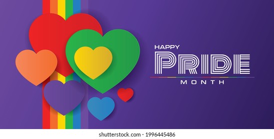 happy pride month banner design. LGBTQ celebrating. vector illustration