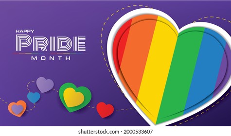 happy pride month banner design. LGBTQ celebrating. vector illustration