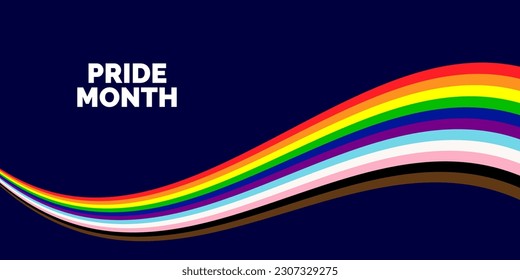 Happy Pride Month Banner. Pride Banner with LGBTQ+ Flag Background