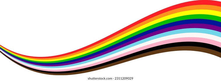 Cartel del Mes del Orgullo Feliz. Banner del orgullo con antecedentes de la bandera LGBTQ+