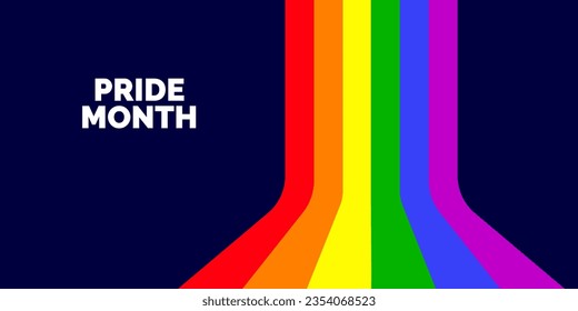 Happy Pride Month Banner. Pride Banner with LGBTQ+ Flag Background