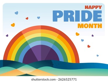 Feliz Mês do Orgulho - banner, cartaz, cartão, ilustração vetorial