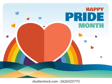 Feliz Mês do Orgulho - banner, cartaz, cartão, ilustração vetorial