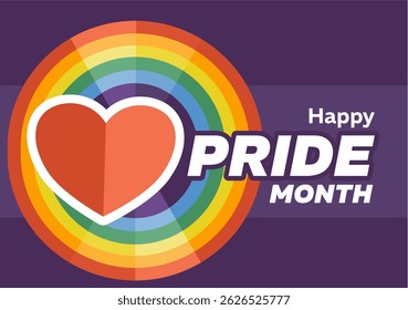 Feliz Mês do Orgulho - banner, cartaz, cartão, ilustração vetorial