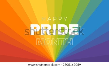 Happy pride month banner. Rainbow colored background.