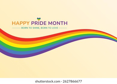 Happy Pride Month Born to Shine Born to Love Rainbow Wave Heart