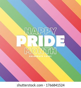 Happy pride month colorful background poster, vector illustration