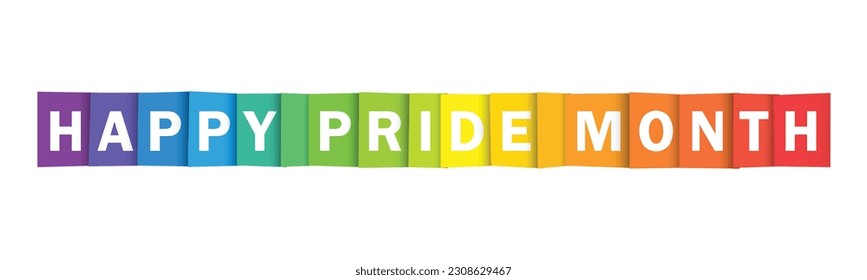 HAPPY PRIDE MONTH colorful vector typography banner in pride flag colors