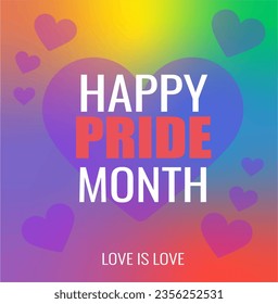 Happy pride month concept. Unity and equality, tolerance and fight against discrimination. International holiday and festival. Love and romance. Poster or banner. Cartoon flat vector illustration