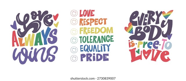 Happy Pride month - cute hand drawn doodle lettering print. 100% vector image. Funny hand drawn lettering about love. Pride month, trans love.