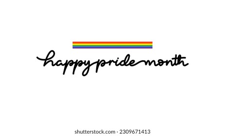 Happy Pride Month with pride flag or rainbow colors ,isolated on white background, Vector illustration EPS 10