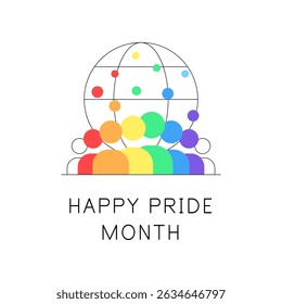 Happy pride month. Flat illustration. Greeting card. Vector file.
