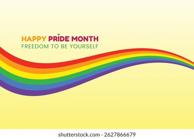 Happy Pride Month Freedom to Be Yourself Rainbow Wave