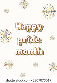 Happy Pride Month greeting card or poster with firework.