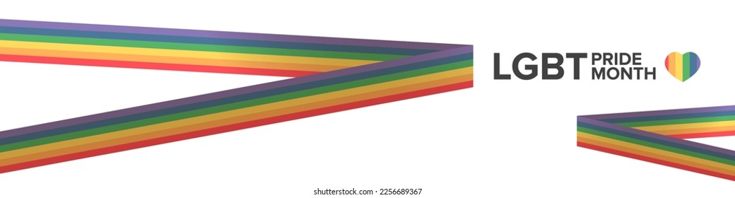 Happy Stolz Monat horizontale Banner mit Stolz Streifen Bänder Fahne einzeln auf weißem Hintergrund. LGBT Pride Monat oder Stolz Tag Poster, Flyer, Einladung Party-Karte moderne Design Vorlage.