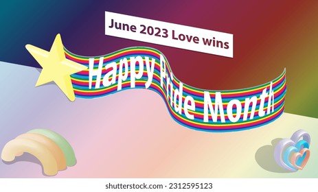 Happy pride month in june 2023. Love always wins and celebration that honors the LGBTQ+ community. To remind of the importance of acceptance, diversity, and love.