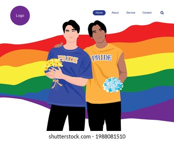 Happy Pride month landing web page template for lgbt rights or social issues event in june