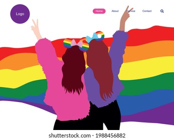 Happy Pride month landing web page template for lgbt rights or social issues event in june