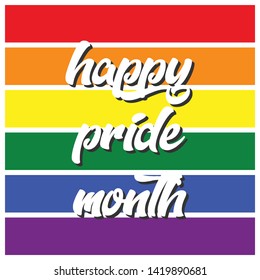 Happy Pride Month Letter On Rainbow Colors Background. Pride Symbol Modern Simple Vector Icon