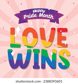 Afiche de inscripción del mes del orgullo feliz Vector