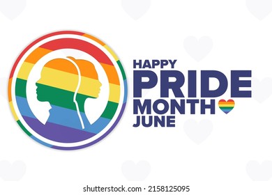 Happy Pride Month. LGBT. June. Holiday concept. Template for background, banner, card, poster with text inscription. Vector EPS10 illustration