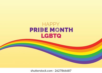 Happy Pride Month LGBTQ Rainbow Wave Graphic