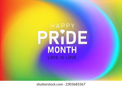 Happy pride month paper text on rainbow gradient background. Human rights or diversity concept. LGBT event banner design. Vector illustration