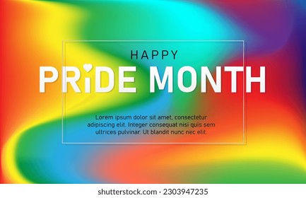 Happy pride month paper text on rainbow gradient background. Human rights or diversity concept. LGBT event banner design. Vector illustration
