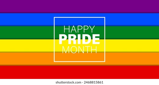 HAPPY PRIDE MONTH Rainbow alphabet.Happy pride month.Celebrate lgbt pride month with colorful rainbow pride background for banner, greeting card, poster, web banner, social media