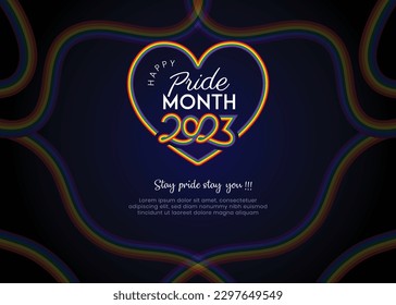 happy pride month rainbow heart design