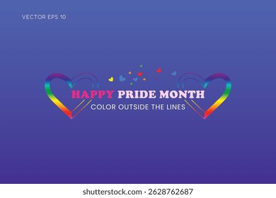 Happy Pride Month Rainbow Hearts Celebration