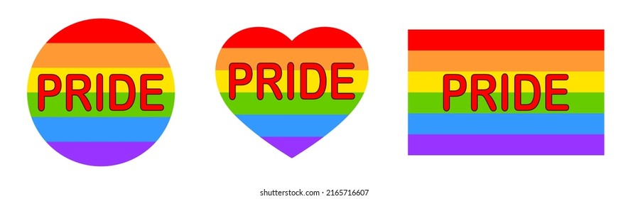 Happy Pride Month Set Rainbow Icons Stock Vector (Royalty Free ...