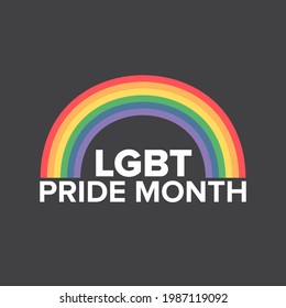 Happy pride month square banner with pride color striped ribbon flag isolated on grey background. LGBT Pride month or pride day poster, invitation party card modern style design template.