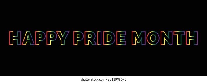 Happy Pride Month Text with Colorful Stroke Vector Illustration. Template Design for flyer, poster, banner, social media