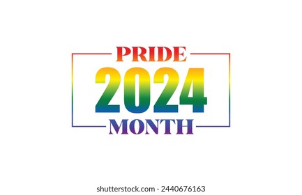 Happy Pride Month text with flag illustration design