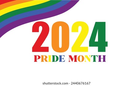 Happy Pride Month text with flag illustration design