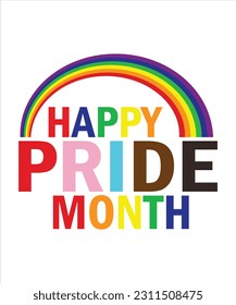 happy pride month text and rainbow 