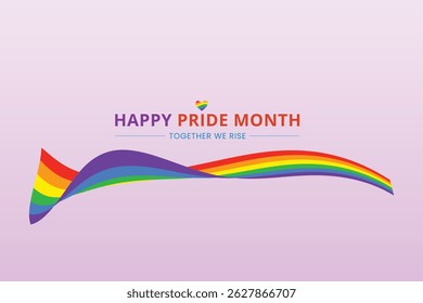 Happy Pride Month Together We Rise Rainbow Wave Heart