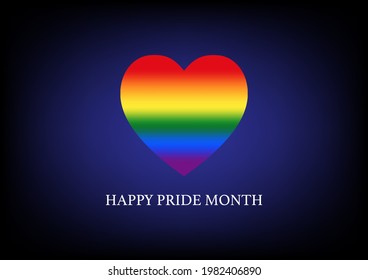 Happy pride month. Vector illustration rainbow heart LGBT symbol.