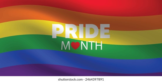 happy pride month waving flag vector poster 