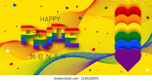 happy pride month yellow abstract banner design