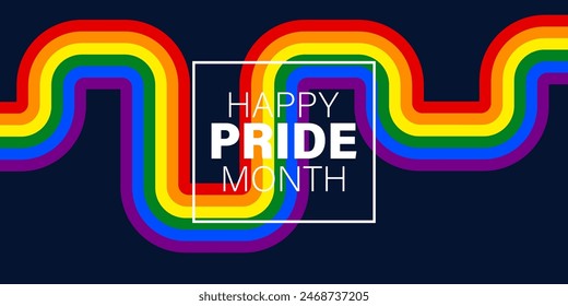 Happy pride month.Celebrate lgbt pride month with colorful rainbow pride background for banner, greeting card, poster, web banner, social media