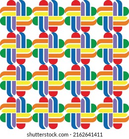 Happy pride month-Geometric seamless patterns. Rainbow color hearts repeating pattern.Vector endless texture can be used for wallpaper, pattern fills, background